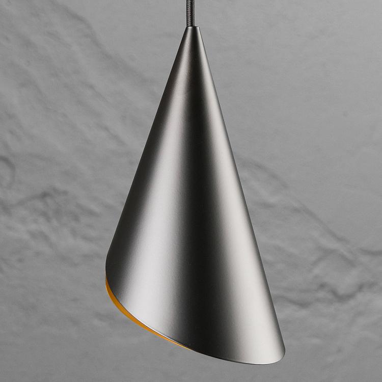 Чёрно-латунный подвесной светильник Рожок на чёрном проводе Cornet Black Brass With Black Cord