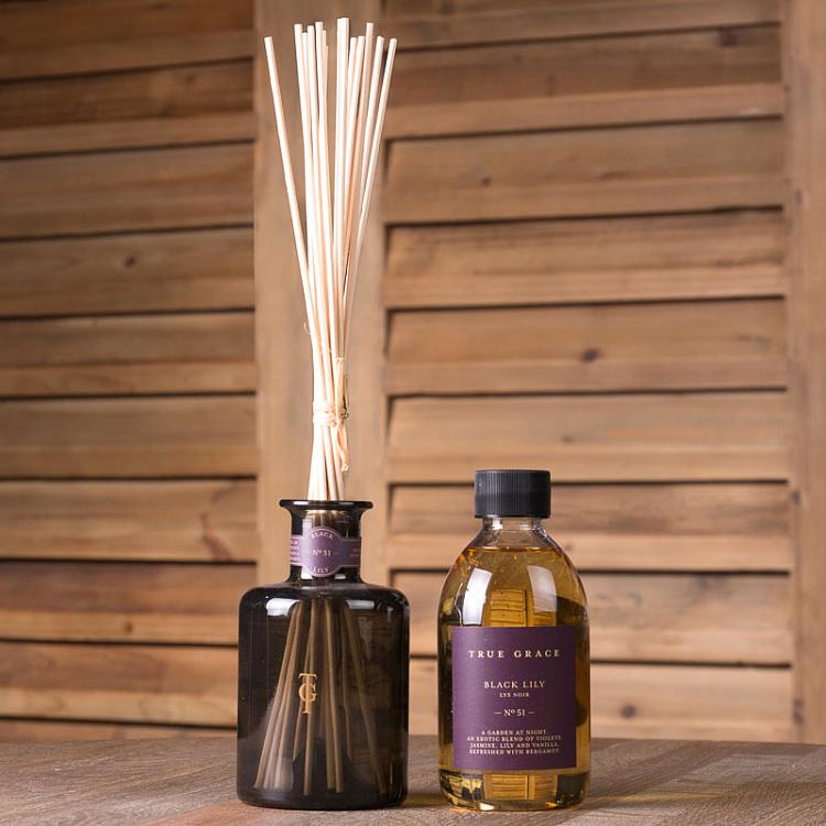 Аромадиффузор набор (палочки, жидкость, бутылочка) Чёрная лилия, 250 мл Small Reed Diffuser Black Lily 250 ml