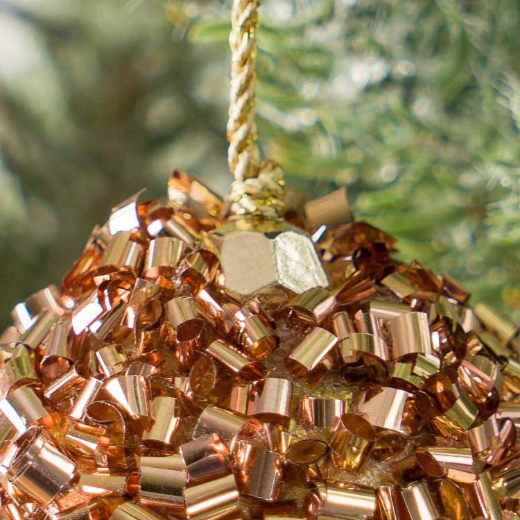 Новогодняя подвеска Красная кисточка с шаром из бисера Bead Ball Pendant With Red Tassel 16 cm