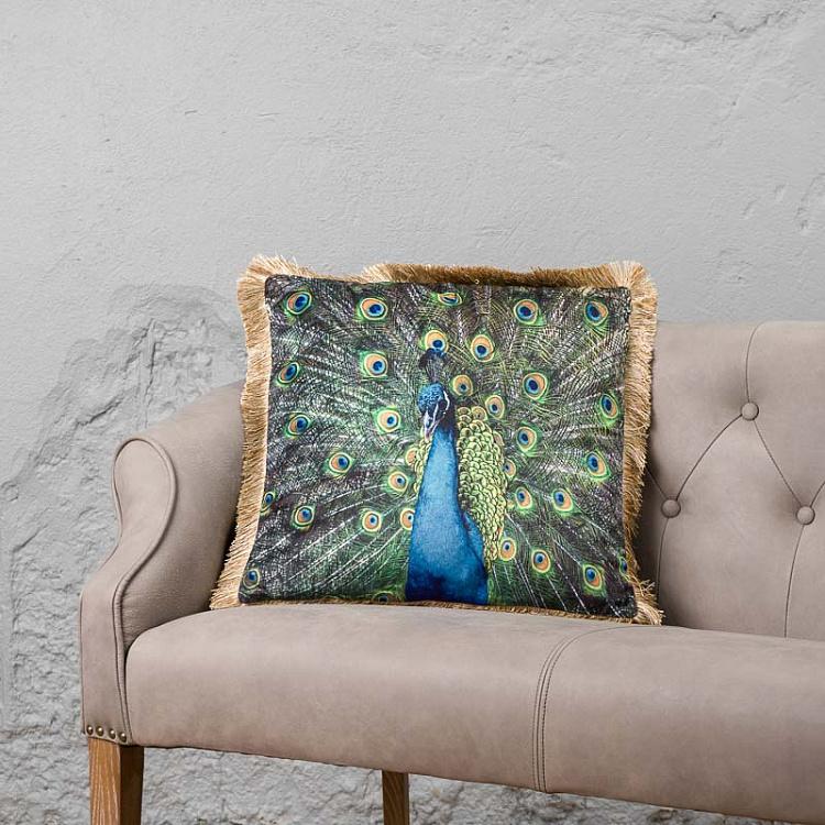 Декоративная подушка с бахромой Павлин Cushion With Fringes Peacock