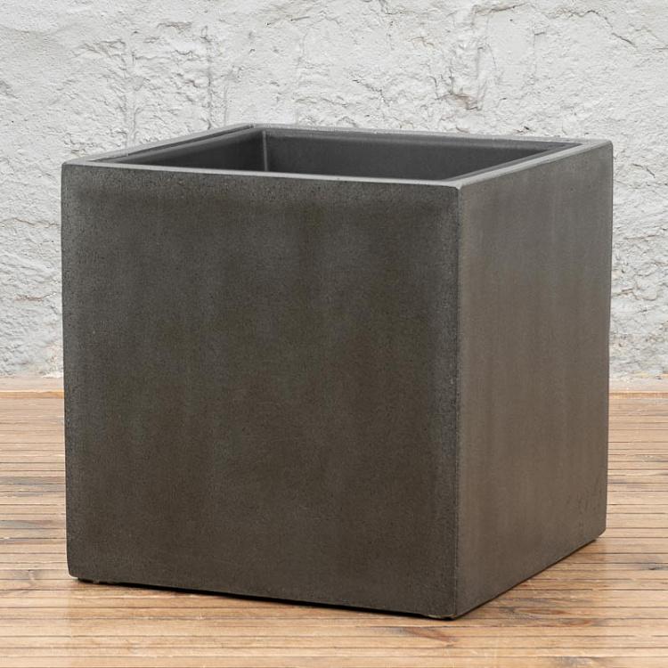 Кашпо Эффектори бетонный куб тёмно-серый  Effectory Beton Cube Pot Dark Gray