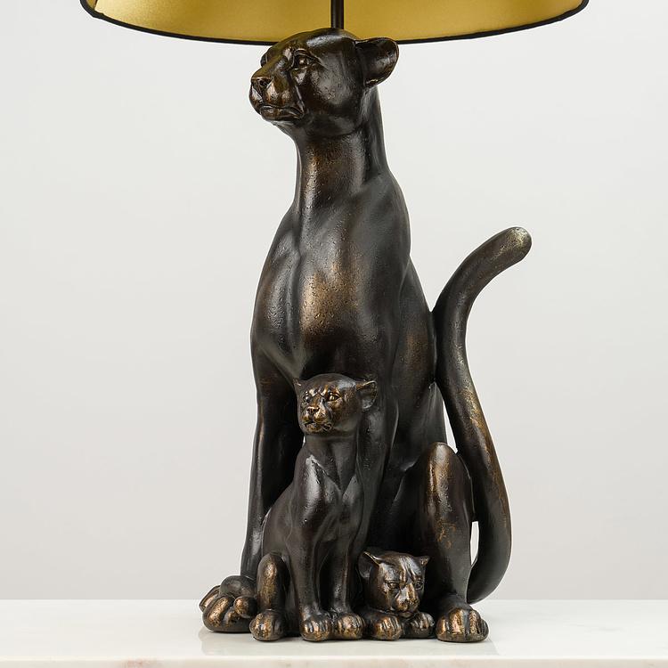 Настольная лампа с абажуром Пантера с котятами Panther With Her Baby Table Lamp With Shade