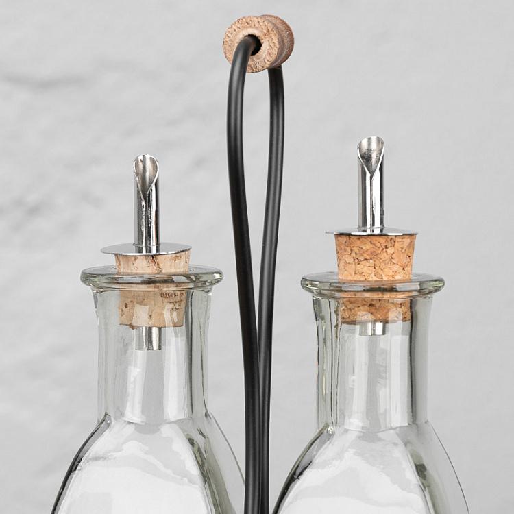 Набор из двух бутылок для масла и уксуса Бруклин чёрный металл Set Of 2 Brooklyn Oil And Vinegar Black