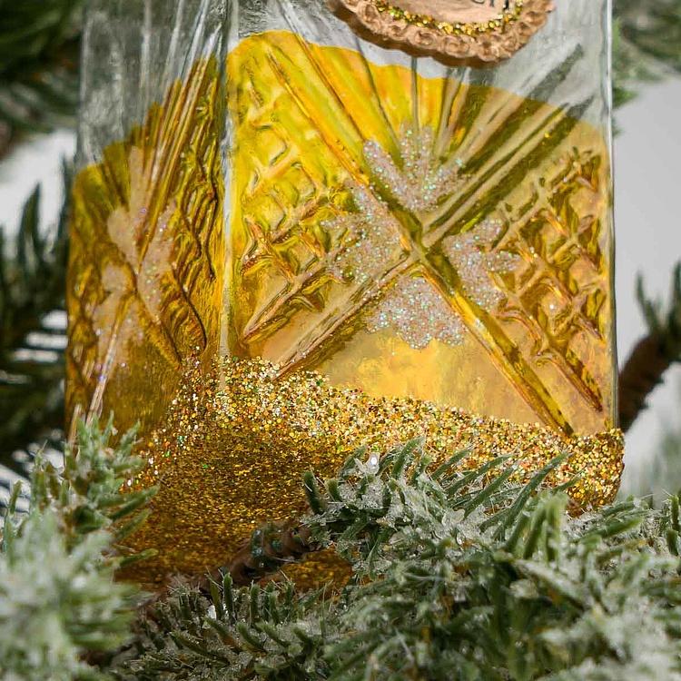 Набор из двух ёлочных игрушек Шотландский виски и водка Set Of 2 Glass Scotch Whisky Vodka Bottles Gold 14 cm