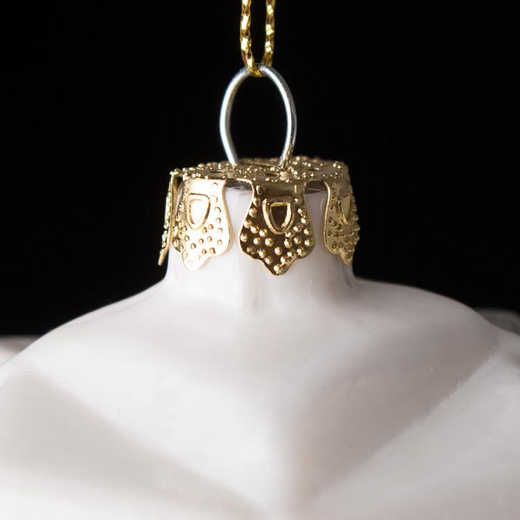 Набор из двух ёлочных шаров Пирамиды Set Of 2 Glass Pyramid Balls Cream/Gold 9 cm