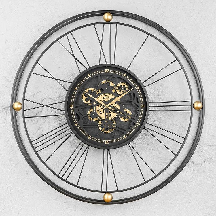 Настенные часы Индастриал с шестерёнками Industrial Wall Clock With Gears