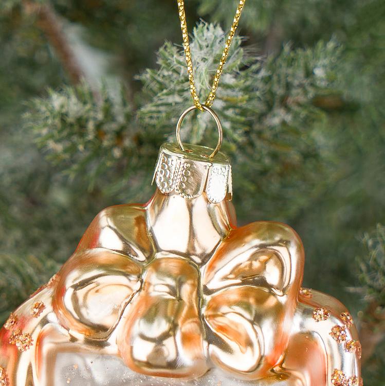 Набор из двух ёлочных игрушек Бутылки шампанского в праздничной упаковке Set Of 2 Glass Champagne Bottles Gift Box Green 16 cm