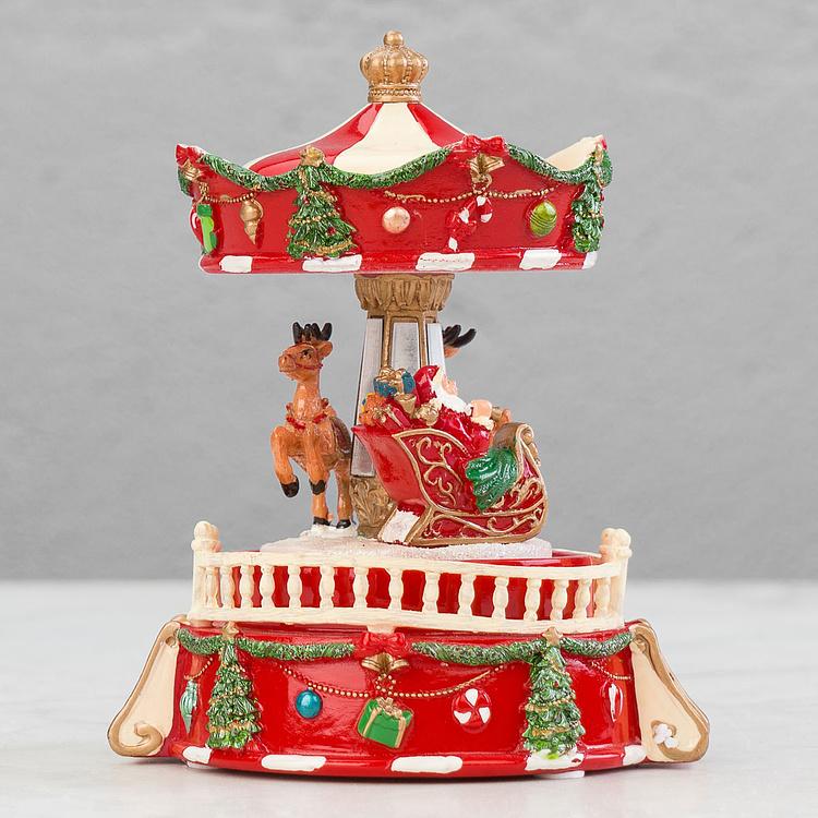 Музыкальная механическая фигурка Карусель Сани Санты Music Motion Santa Sleigh Carousel 14,5 cm