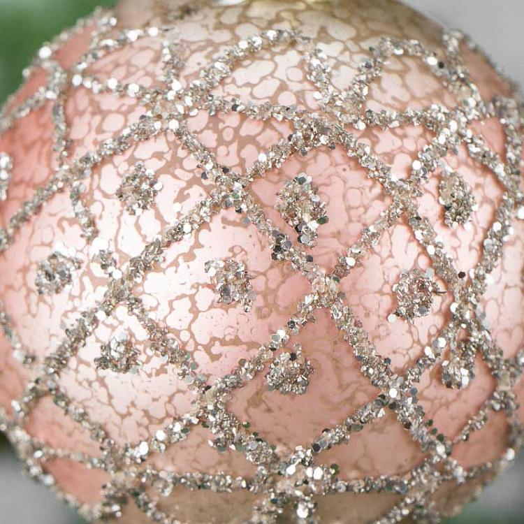 Ёлочная игрушка Розовый состаренный шар Ball Aged Pink 8 cm