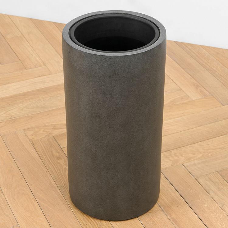 Кашпо Эффектори бетонный цилиндр тёмно-серый, S Effectory Beton Tall Cylinder Pot Dark Gray Small