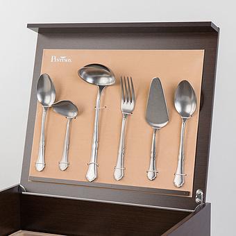Набор из 126-ти столовых приборов Set Of 126 Cutlery Pieces Settecento Stone Washed Wooden Box