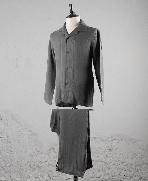 Тёмно-серая пижама из лёгкого хлопка, размер M Crepe Gauze Pajamas Sleep Wear Dark Grey M