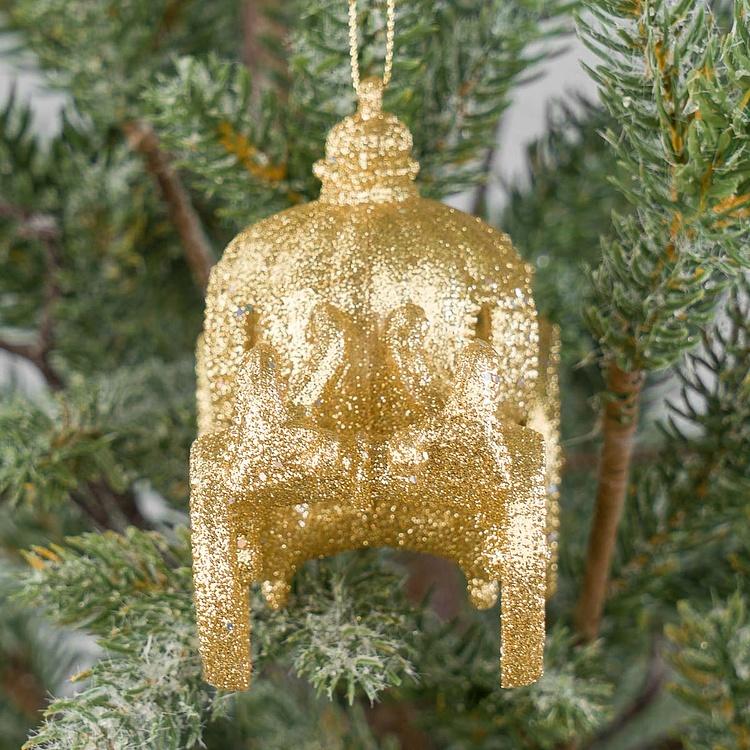 Ёлочная игрушка Тыквенная золотая карета Pumpkin Carriage Gold 12 cm