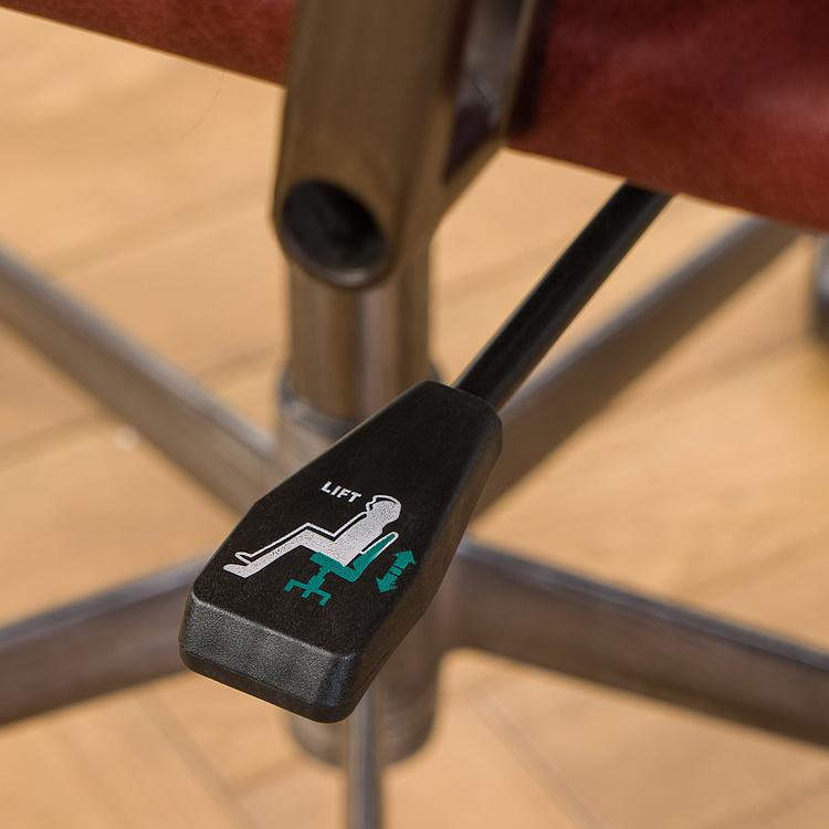 Рабочее кресло Турин, красно-коричневые подлокотники Ufficio Torino Armchair, Red Brown Wood D