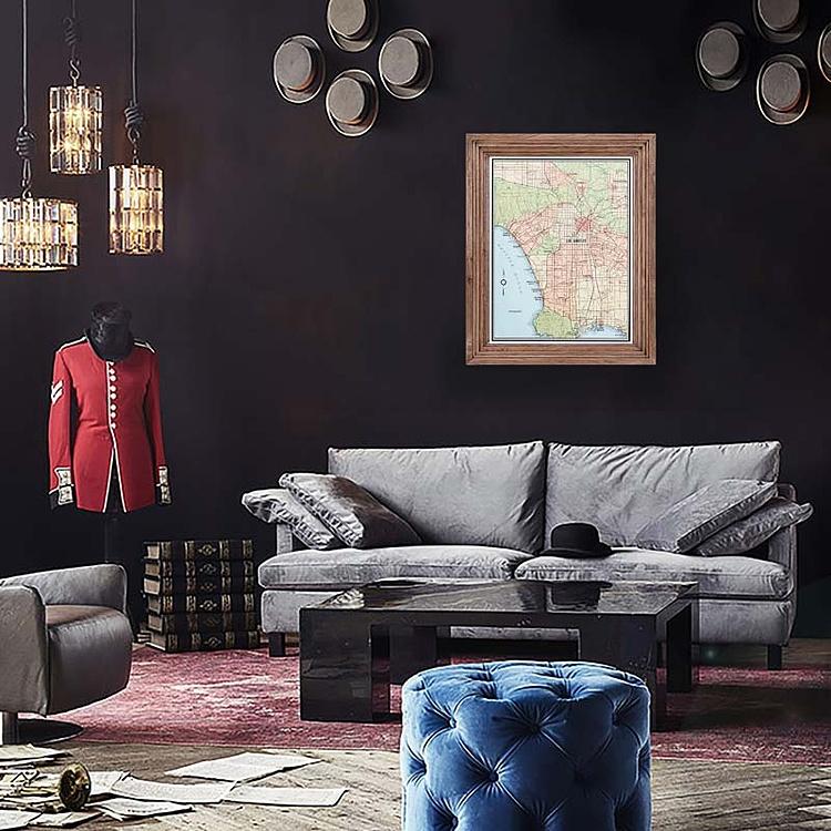 Картина-принт Карта Лос-Анджелеса, рама из высветленного дуба Classic Map Los Angeles, Weathered Oak