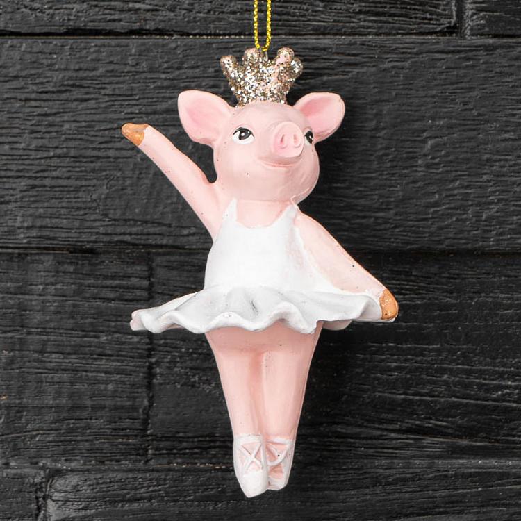 Ёлочная игрушка Танцующая свинка в короне Hanger Dancing Pig With Crown 10 cm