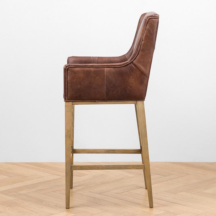 Барный стул с подлокотниками Маргарита, светлые ножки Margarita Barstool With Arms, Oak Brown