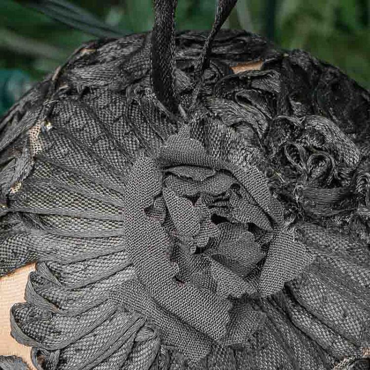 Набор из двух ёлочных шаров из ткани Цветы Set Of 2 Fabric 3D Flower Balls Black/Champagne 10 cm