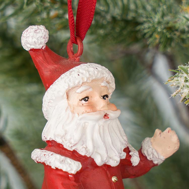 Набор из двух ёлочных игрушек Санта-экспресс Set Of 2 Santa Riding Express Trains Red Green 10 cm