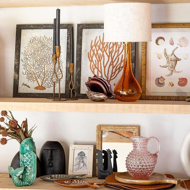 Пресс-папье Стеклянная коричнево-жёлтая ракушка Shell Glass Paperweight Brown