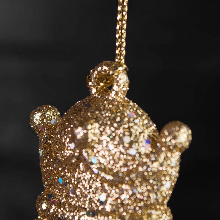 Набор из двух ёлочных игрушек Золотые блестящие щелкунчики Set Of 2 Glitter Nutcrackers Gold 13 cm