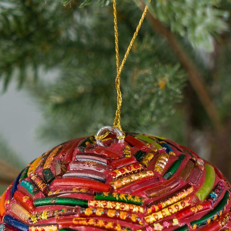 Ёлочная игрушка Разноцветный шар Ташкент Multicolored Wires Ball 9 cm