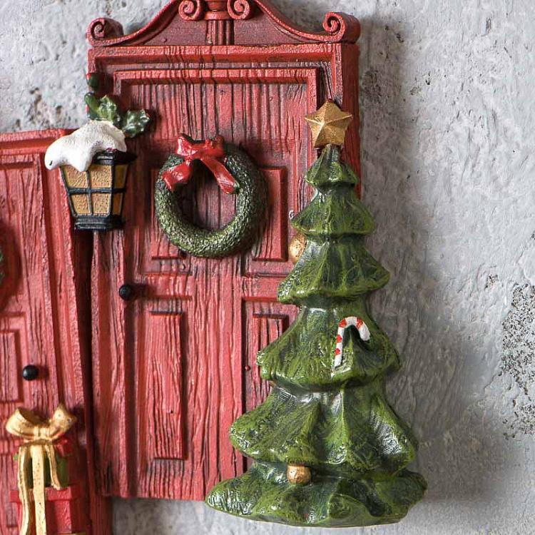 Набор из двух новогодних подвесок Рождественские двери Set Of 2 Xmas Decorated Doors 11 cm