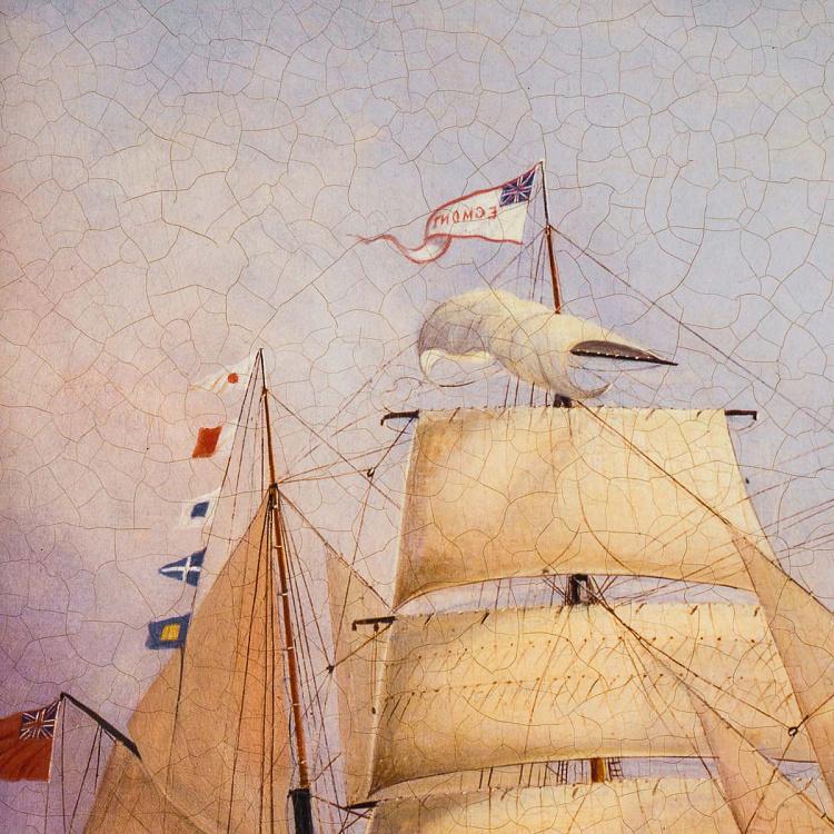 Картина-олеография в чёрно-золотой раме Мореплавание 1 Shipping Scene 1, ANTB Frame