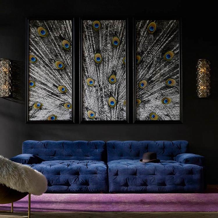 Панорамная картина-принт Хвост Павлина цветная, правая часть Animal Peacock Color 3 Right