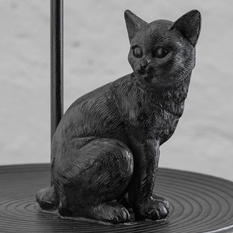 Настольная лампа с белым абажуром Кошка на столике Cat On Stand Table Lamp With White Shade