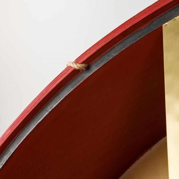 Деревянный стеллаж в виде барабана с латунным обрамлением на подставке, L Regiment Brass Drum Bookcase Large With Stand