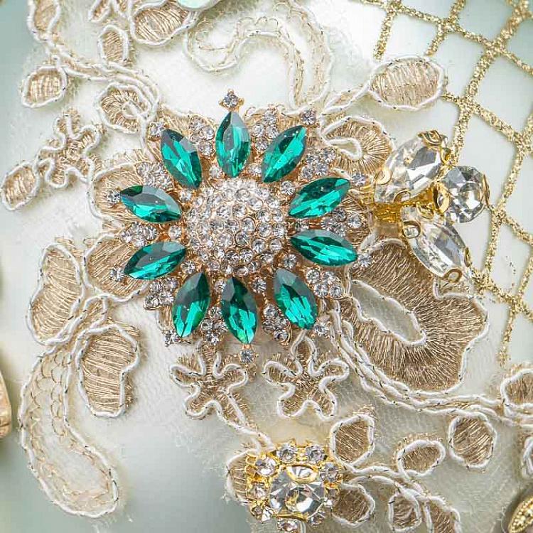 Ёлочная игрушка Яйцо со стразами Glass Fabric Jewel Kings Egg White/Blue 20,5 cm