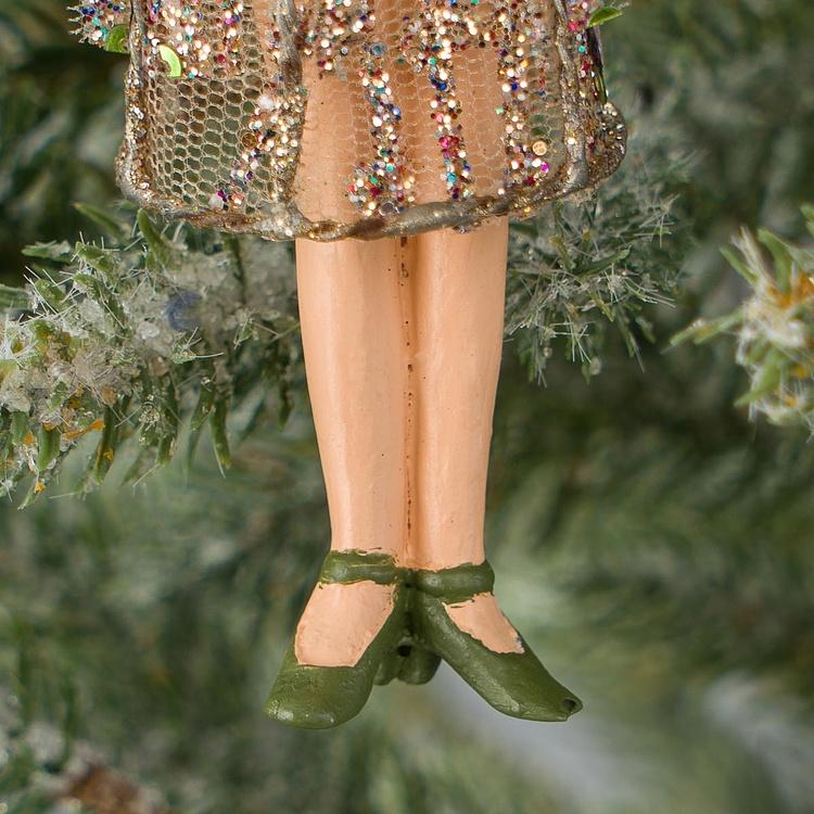 Набор из двух ёлочных игрушек Ар-деко флэпперы Set Of 2 Art Deco Flapper Girls Burgundy 14,5 cm