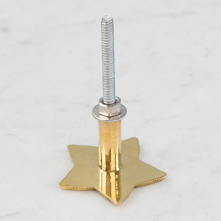 Мебельная ручка Звезда с перламутровой инкрустацией Star Brass Pearl Knob