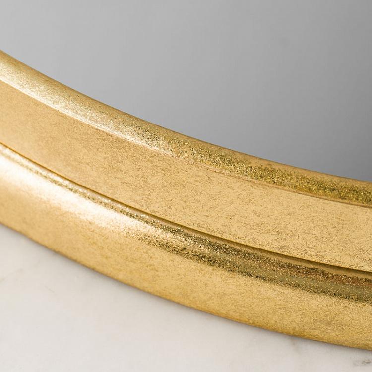 Набор из двух круглых подносов с зеркалом и ручками Set Of 2 Trays Mirror Antique Gold