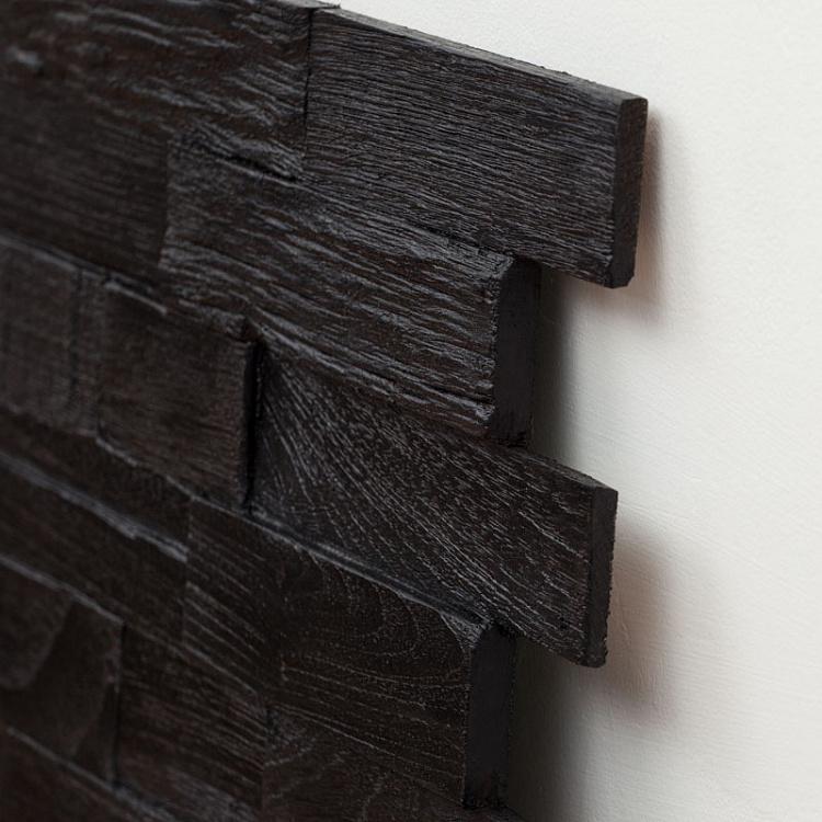 Угольно-чёрная стеновая панель из тика Teak Brick Panel Blackstone Finished