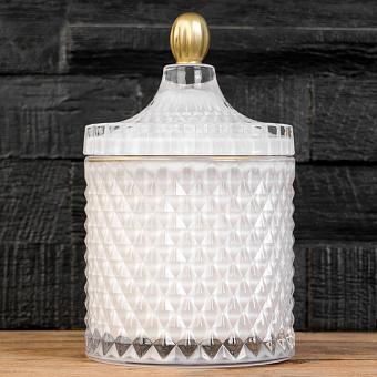 Aroma Candle In White Faceted Glass Silk Flower Large