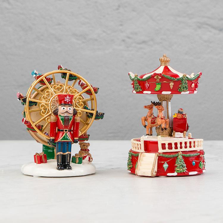 Музыкальная механическая фигурка Карусель Сани Санты Music Motion Santa Sleigh Carousel 14,5 cm