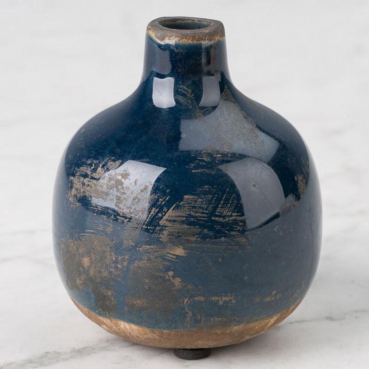 Керамическая тёмно-синяя мини-ваза Ceramic Vase Dark Blue Mini