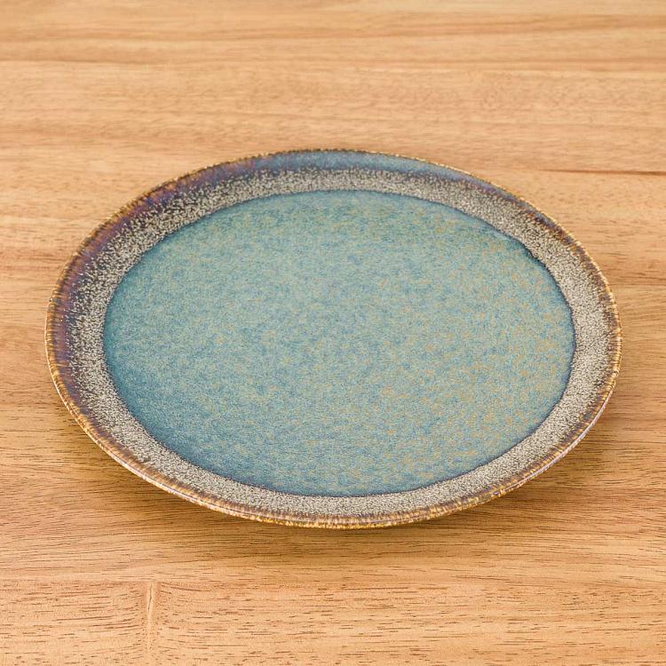 Десертная тарелка сине-коричневая Блум Bloom Blue And Brown Dessert Plate