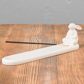 Meditating Rabbit Incense Stand Ivory