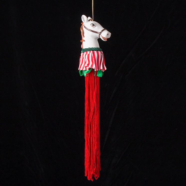 Ёлочная игрушка Лошадка с красной кисточкой Xmas Carousel Horse Tassel Red 28 cm