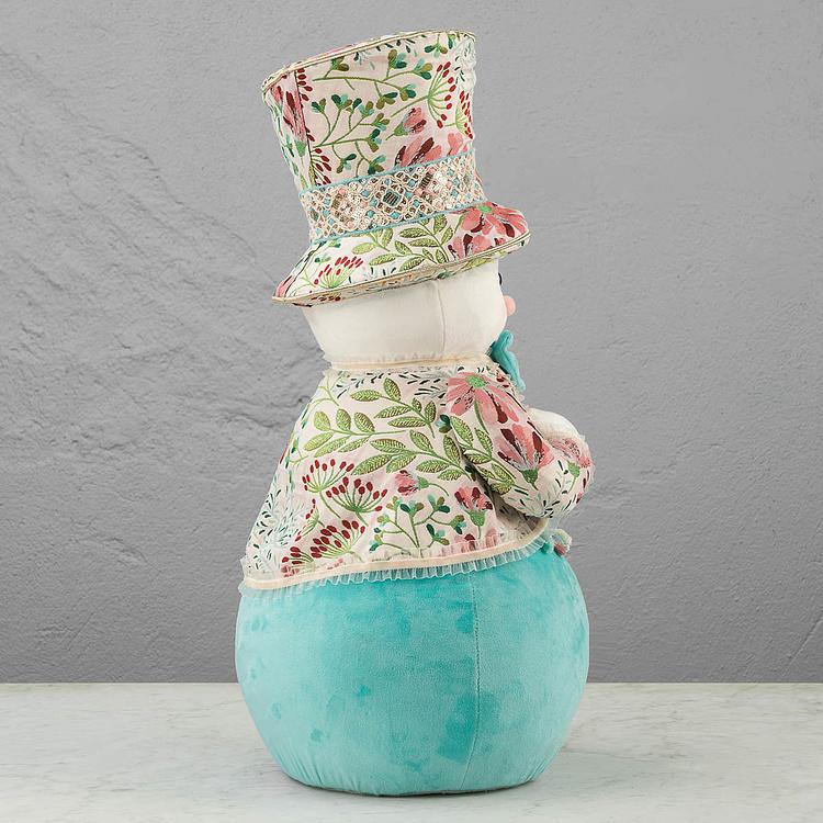 Статуэтка Снеговик в костюме и шляпе с цветочным узором Floral Snowman With Hat 65 cm