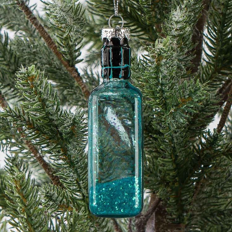 Ёлочная игрушка Бутылка джина Glass Hanger Gin Bottle Blue 11 cm