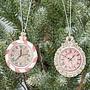 Набор из 2-х ёлочных игрушек Set Of 2 Candyland Clocks Pink Gold White 6 cm