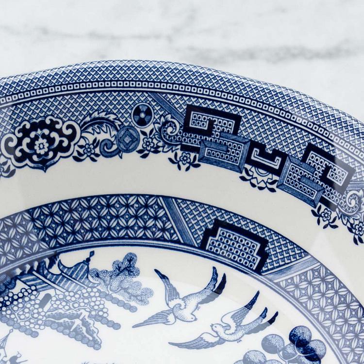 Салатница Голубая ива, L Blue Willow Salad Bowl Large