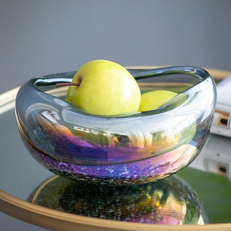 Голографическая ваза-чаша ручной работы с изогнутым краем Folded Edge Handcrafted Holographic Glass Bowl