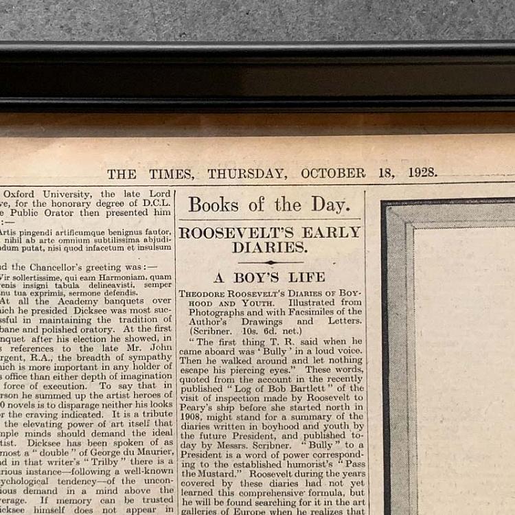Винтажная газета в раме Таймс, 18 октября 1928 Vintage Times, Oct 18, 1928