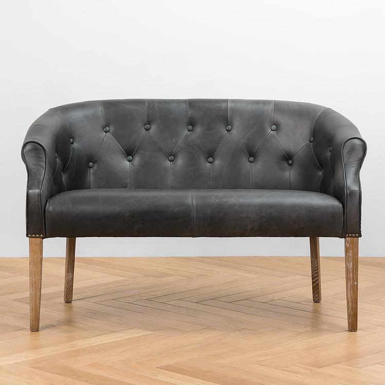 Двухместный кожаный диван Маршал, песочные ножки Marshall 2 Seater, Oak Sandwashed Leather