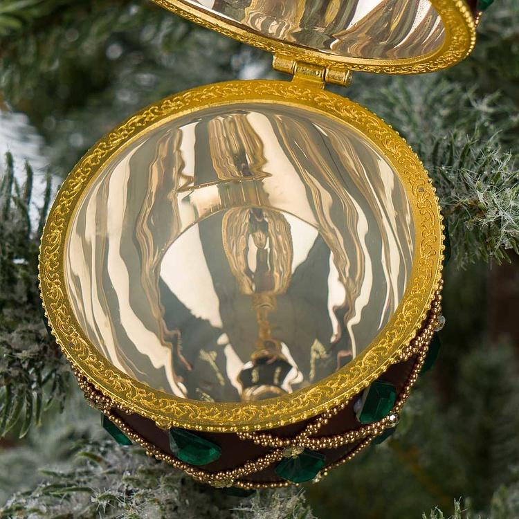 Набор из двух ёлочных игрушек-шкатулок Зелёное и фиолетовое яйцо Set Of 2 Xmas Egg Boxes Jewel Net Green Purple 10 cm